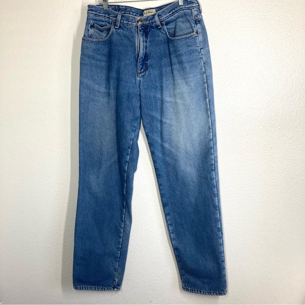 LL Bean Lined Jeans Vintage 36x36 Blue Flannel Relaxed Fit Medium Wash 90s